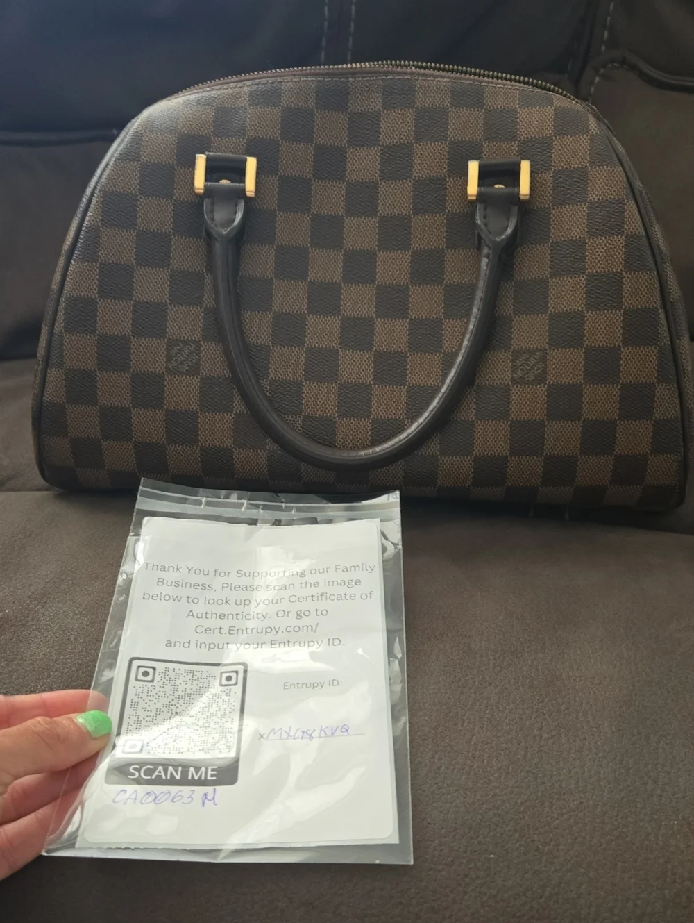 Luxury Louis Vuitton Brown Checkered Dome Satchel Handbag